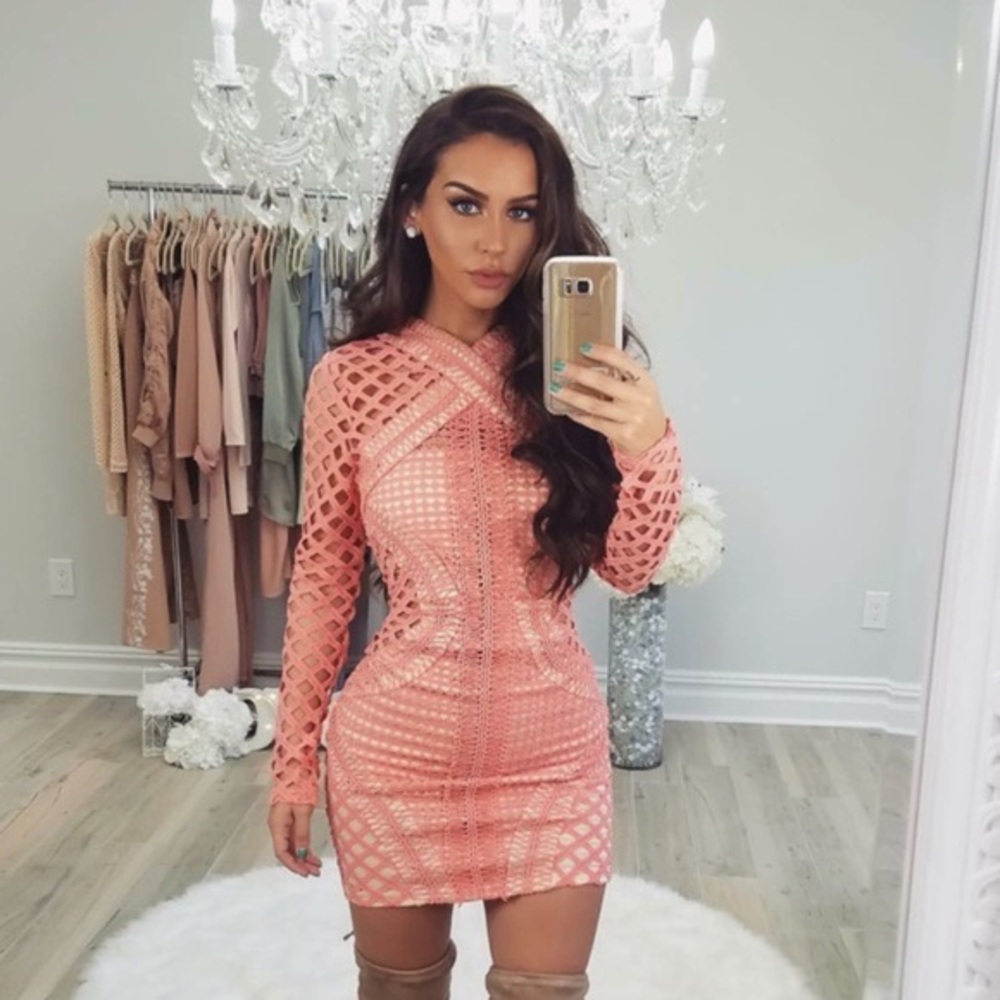 Missguided Carli Bybel Lace Cut Out Dress - US 10